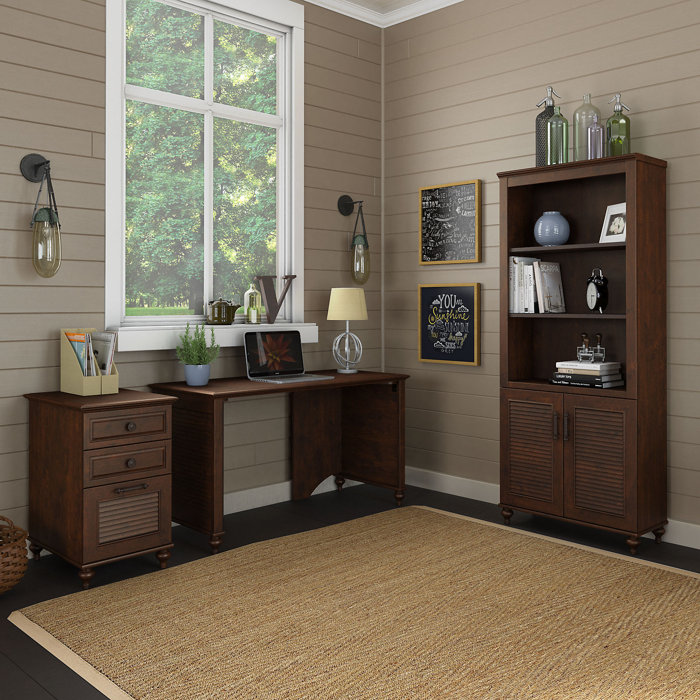 Kathy Ireland Home by Bush Furniture Volcano Dusk Desk, Bookcase and